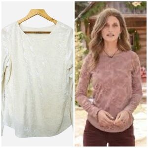 Sundance Bella Grace Ivory Velvet Burnout Floral Top